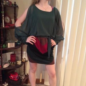 Forest green dress. Size S, very stretchy.